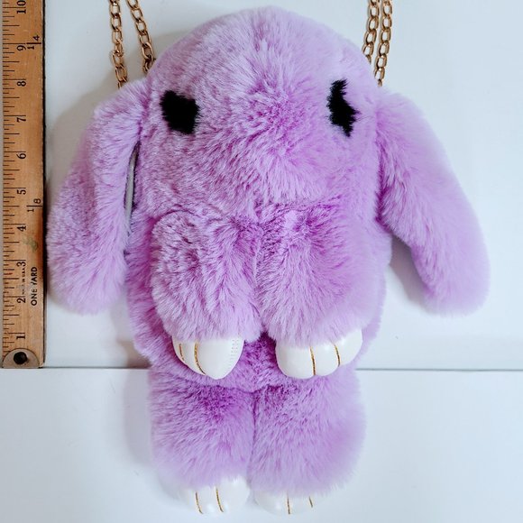 Kawaii Purple Plush Cute Rabbit Crossbody Bag/Backpack - Picture 4 of 13